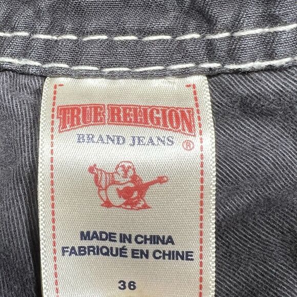 Vintage True Religion Cargo Shorts Men’s 36 Gray Baggy Contrast Stitch 13” Y2K - Picture 15 of 16